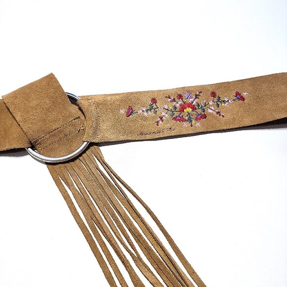 Abercrombie & Fitch embroidered fringed suede belt - Picture 3 of 11